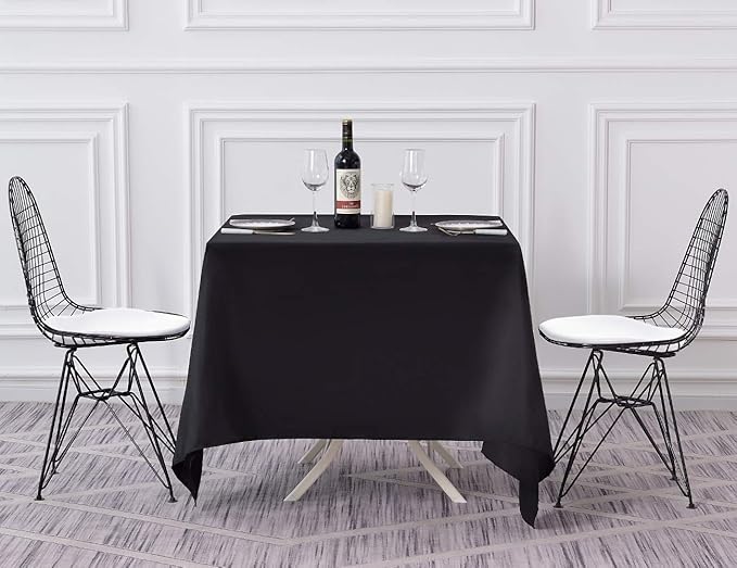 Surmente Black Square Tablecloth-70x70 Inch Table Cloth for Small Square Tables,Washable Polyester Table Cover for Weddings, Banquets, or Restaurants