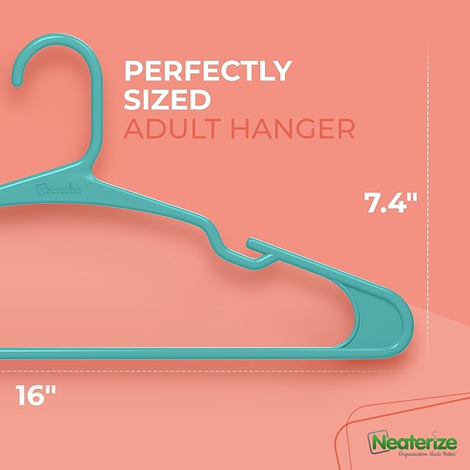 NEATERIZE Clothes Hangers 20 Pack Aqua - Plastic Hangers - Ganchos Colgar Ropa