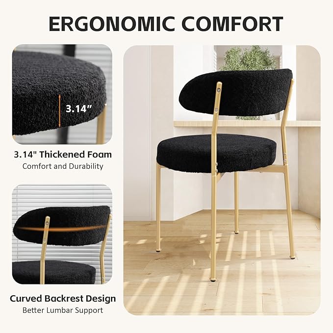 SoarFlash Kitchen Table and Chairs for 2, 24" Dining Table Set for 2 with Boucle Upholstered Chairs, 3 Piece Round Kitchen Table Set, Dining Room Table Set for Small Space, Apartment
