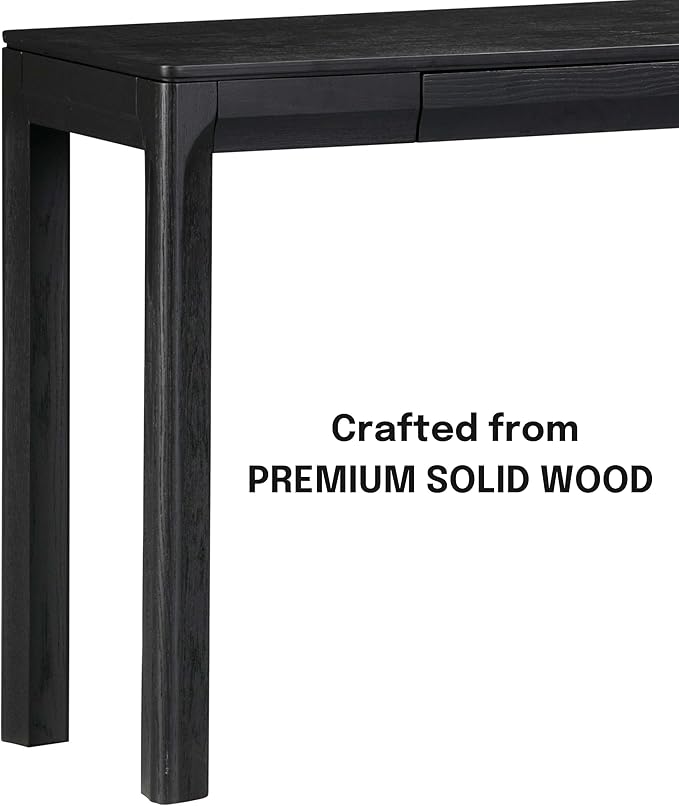 NTC Flow 47-Inch Console Table, Modern Solid Wood Entryway Table with Hidden Drawer, Waterproof & Heat Resistant, Narrow Table for Hallway, Living Room & Foyer, Burnt Black