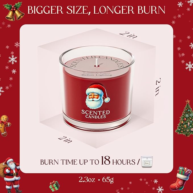 Christmas Candles, Scented Candles Gift Set for Stress Relief, 3 Votive Candles for Women and Men, Christmas Candle Gifts for Women (Red + Green + White, 7 oz)