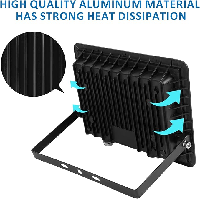 50W LED Flood Light Outdoor, 5000LM Super Bright Floodlight Outside Work Lightwith Plug, 6500K Daylight White LED Flood Light Outdoor, IP66 Waterproof Outdoor Flood Light-2Pack