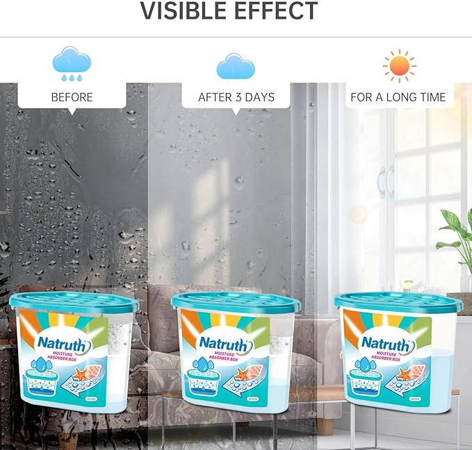 NATRUTH Moisture Absorbers 6 pack, 12.5Oz Portable Humidity Absorber Boxes for Your Bathroom, Closet & Car, Dehumidifier with Ocean Fragrance