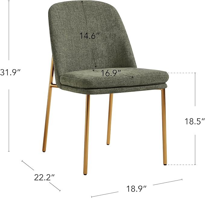 CHITA Modern Dining Chairs Set of 2, FSC Certified Metal Dining Chair for Dining Room, Moss Green