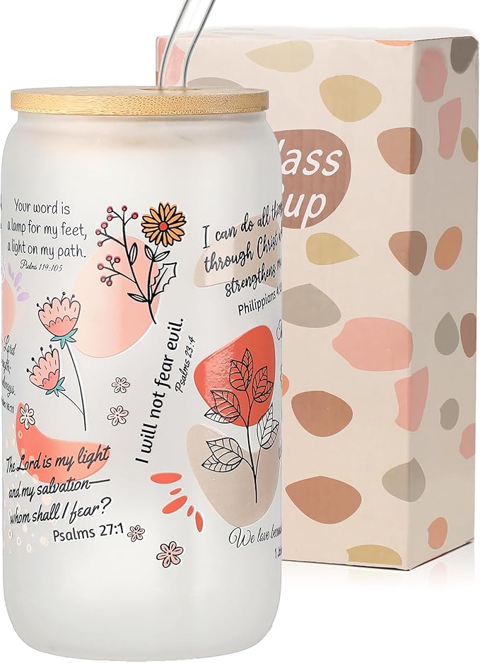 Bible Verse Coffee Mugs, Christian Gifts For Women, Christian Coffee Cups, My Daily Bible Affirmations Tumbler, Inspirational Religious Birthday Gifts (Frosted Glass)