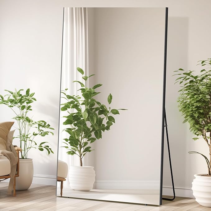 Brisafe 71"x40" Full Length Mirror, Oversize Shatterproof Standing, 0.04mm Nano-Film Ultra Light for Gym Home Living Room Bedroom, Black