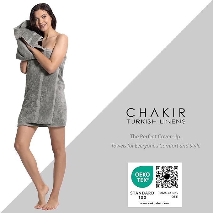 Chakir Turkish Linens | Hotel & Spa Quality 100% Cotton Premium Turkish Towels | Soft & Absorbent (8-Piece Towel Sets, Gray)