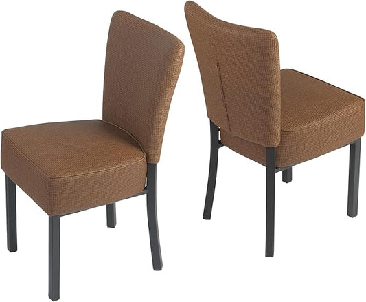LUCKYERMORE Leather Dining Chairs Set of 2 Modern Kitchen Room Chairs with Upholstered Fully Assembled Heavy Duty Sturdy Mid Century, Vinyl Leather Coffee