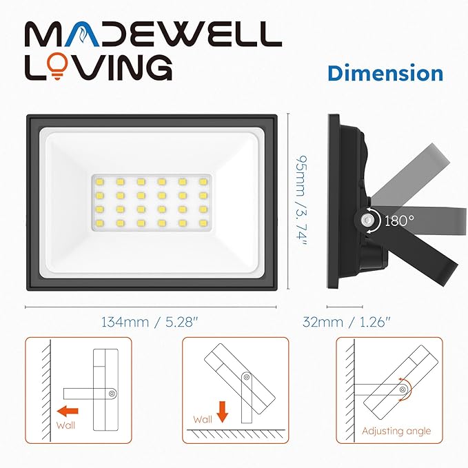 10-Pack 50W LED Flood Lights Outdoor – 9000 Lumens Super Bright Security Lighting, IP66 Waterproof, 5000K Daylight – Energy-Efficient Outdoor Lights for Garage, Garden, Lawn, Backyard