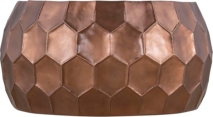 Modern Contemporary Round Aluminum Material 32" Coffee Table and 21" Height End 2PC Table Set with Glossy Diamond-Patterned Base Antique Copper