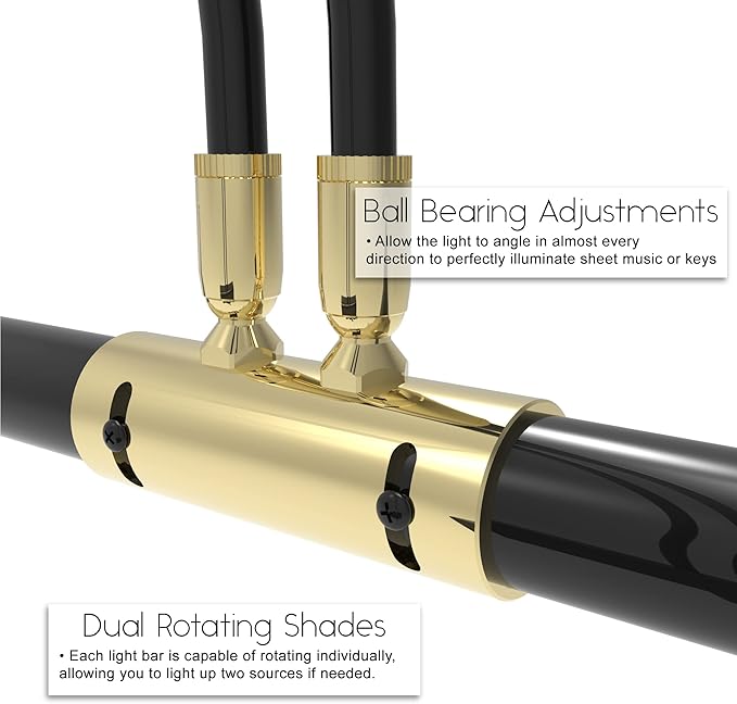 Cocoweb 22" Battery Powered Grand Piano Lamp in Antique Brass - LED, Adjustable, Quality Lighting