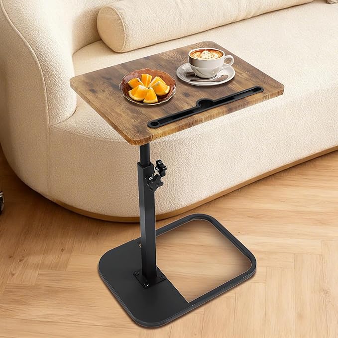 jessie Tv Tray Table, Adjustable Tray Table for Couch 360° Swivel C Shaped End Table with Phone Tablet Slot for Living Room, Sofa, Bedside, Bathroom