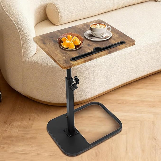 jessie Tv Tray Table, Adjustable Tray Table for Couch 360° Swivel C Shaped End Table with Phone Tablet Slot for Living Room, Sofa, Bedside, Bathroom