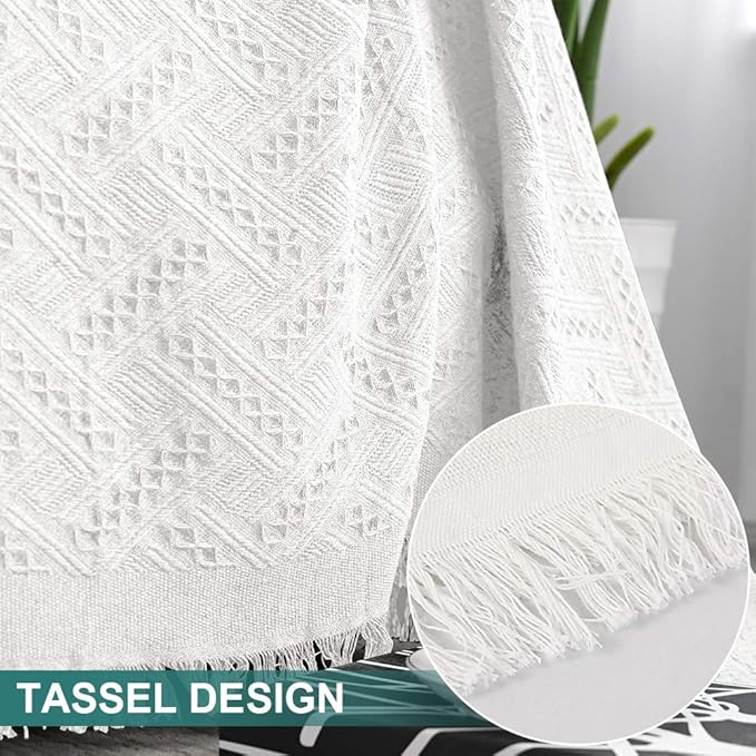 MYSKY HOME White Sofa Covers for 3 Cushion Couch Geometrical Sectional Sofa Couch Cover Living Room Sofa Throws Sofa Slipcovers for Pets, Kids (X-Large, 91" x 118", White)