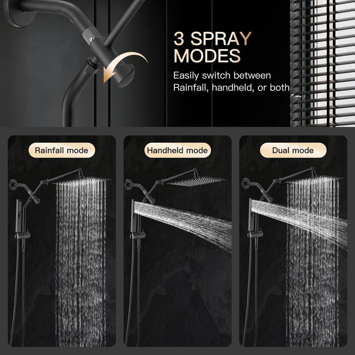All Metal 10" Shower Head with Handheld, Built-in Power Jet Mode