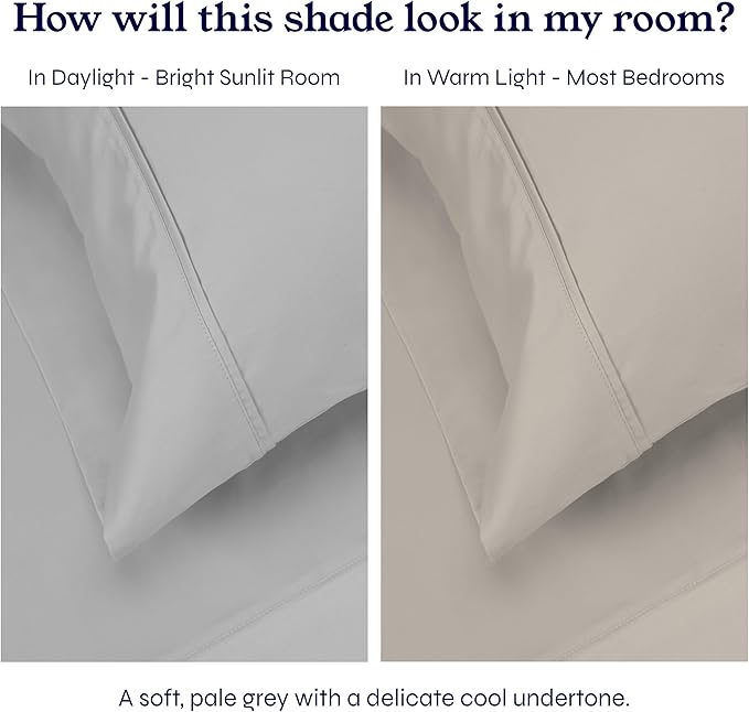 California Design Den 2-Pack Full Size Sheet Sets 400 Thread Count 100% Cotton Sateen - Extra Soft, Breathable & Cooling Sheets, Wrinkle Resistant, 2 Sets of Deep Pocket Bed Sheets - Light Grey