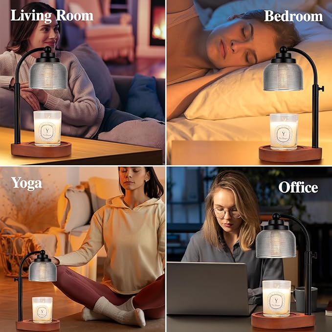 Candle Warmer Lamp with Timer Dimmer, Birthday Gifts for Women Mom Sister, House Warming Gifts Vintage Home Decor, Adjustable Height Wax Melt Warmer for Jar Candles with 2 Bulbs