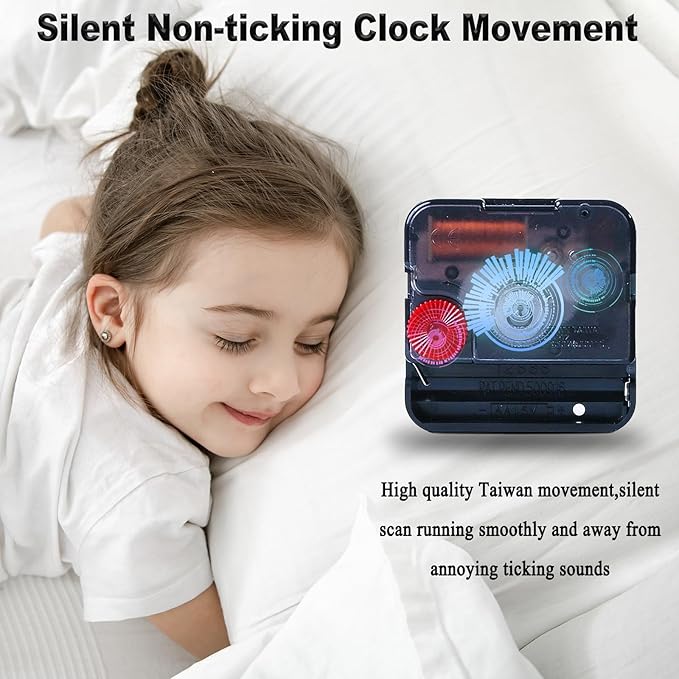 24 inch Rooster Retro Wall Clock Silent NonTicking Easy to Read Clock, Large Battery Operated Decorative Wall Clocks for Kitchen Living Room Bedroom Farmhouse Decoration