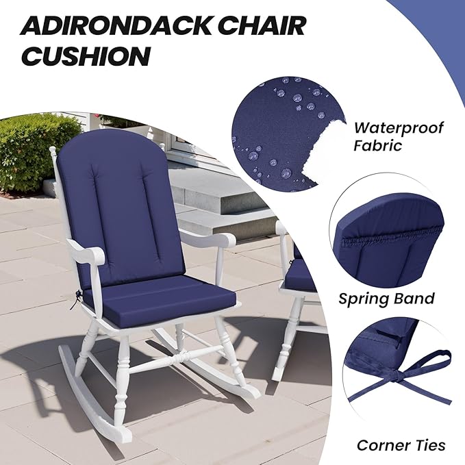 Crestlive Products Adirondack Chair Cushion Outdoor Rocking Chair Cushion Water Resistant 50x20 Inch High Back Patio Replacement Cushions, Navy