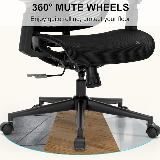 Ergonomic Office Chair, Desk Chair with Adjustable Height, Lumbar Support, High Back Mesh Computer Chairs with Flip up Armrests, Task Chairs for Home, Bedroom, Study, Dorm, Student, Adults Men Women
