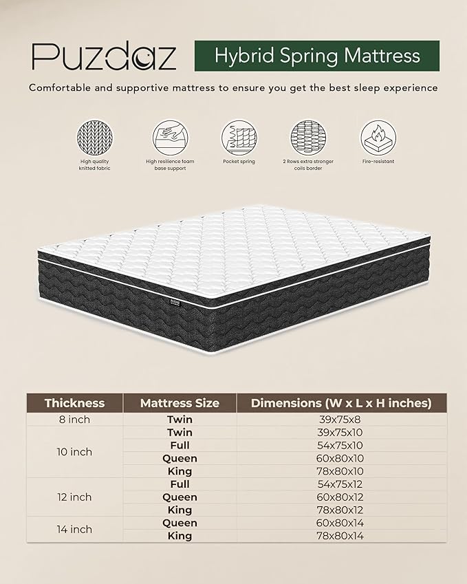 Full Size Mattress 12 Inch Full Mattress - Memory Foam & Individually Pocket Coils Springs, Pressure Relief, Motion Isolation, Edge Support, CertiPUR-US Certified, Medium Firm