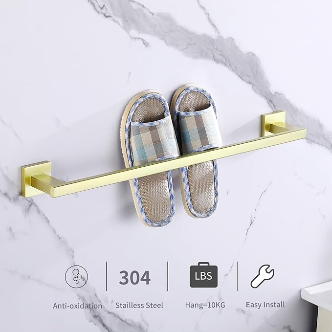 LANC Gold Towel Bars for Bathroom Wall Mounted 20-Inche Brushed Gold Bath Towel Racks Stainless Steel Towel Rod for Bathroom Kitchen Towel Holder Towel Hanger Towel Rail, 2 Pack A9010BG-L5P2