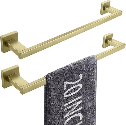 LANC Gold Towel Bars for Bathroom Wall Mounted 20-Inche Brushed Gold Bath Towel Racks Stainless Steel Towel Rod for Bathroom Kitchen Towel Holder Towel Hanger Towel Rail, 2 Pack A9010BG-L5P2