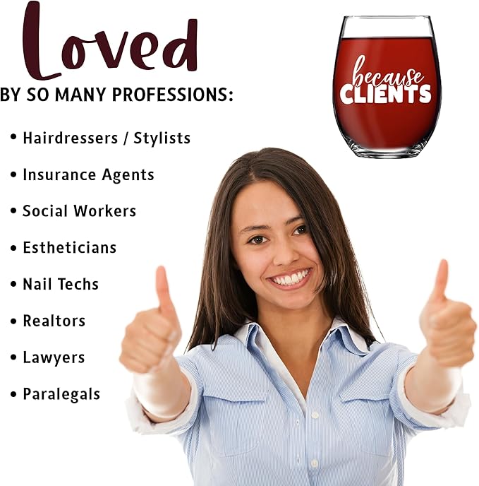 Funny Wine Glass Gift for Hair Stylists, Lawyers, Realtors, Social Workers, Paralegal - Hairdresser Gifts for Women - White Elephant Gift for Adults