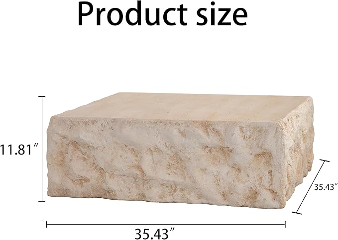 35.43" MgO Square Centre Coffee Table Vintage Faux Stone Sofa Pre-Modern Coffee Tables for Living Room Office Apartment,Amber