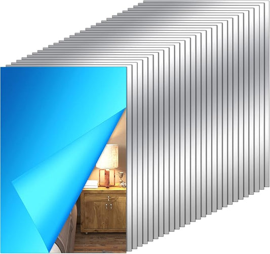80 Pcs Flexible Mirror Sheets Self Adhesive Non Glass Mirror Tiles Stickers Peel and Stick Wall Sticker Plastic Wallpaper for Home Door Wall Decor(4 x 6 Inch)