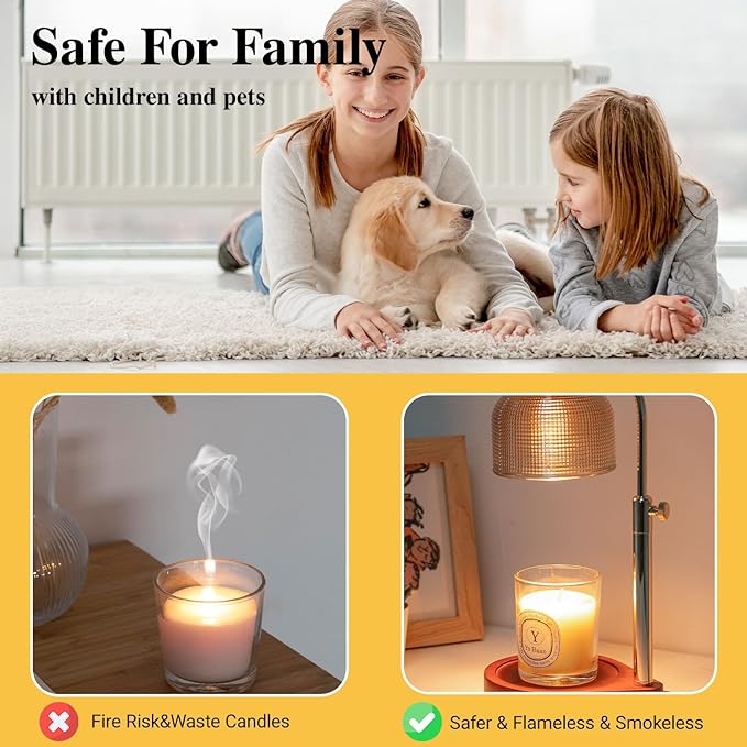 Candle Warmer Lamp with Timer Dimmer, Birthday Gifts for Women Mom Sister, House Warming Gifts Vintage Home Decor, Adjustable Height Wax Melt Warmer for Jar Candles with 2 Bulbs