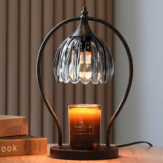 Candle Warmer Lamp, Vintage Dimmable Candle Warmer with Timer, Wax Melts Warmer for Jar Candles Birthday Gifts for Men & Women, House Warming Gifts New Home Decor for Bedroom Living Room, Gray Black