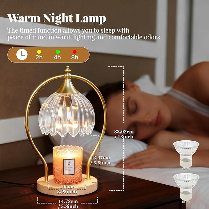 Candle Warmer Lamp with Timer - Dimmer Electric Candle Warmer for Jar Candles - Wax Warmer Unique Birthday Gifts for Women Mom House Warming Gifts New Home Room Decor