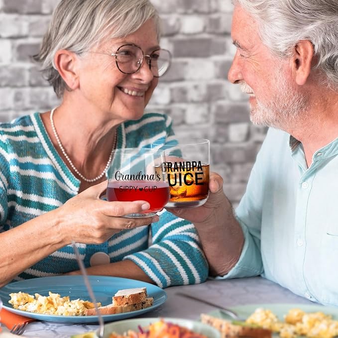 Grandparents Christmas Gifts, Grandma Wine Glass And Grandpa Whiskey Glass Set, Cool Christmas Gift Ideas For Grandparents, Best Grandparents Gifts, Grandma Grandpa Mugs, Presents For Grandparents