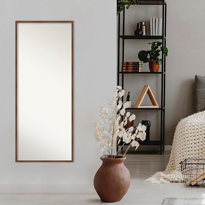 Amanti Art Bronze Full Length Mirror, 61x25 Lucie Light Bronze Tall Free Standing Body Wall Mirror Full Length for Dressing, Modern Wood Frame, Lean on Floor or Hang, Wall Decor