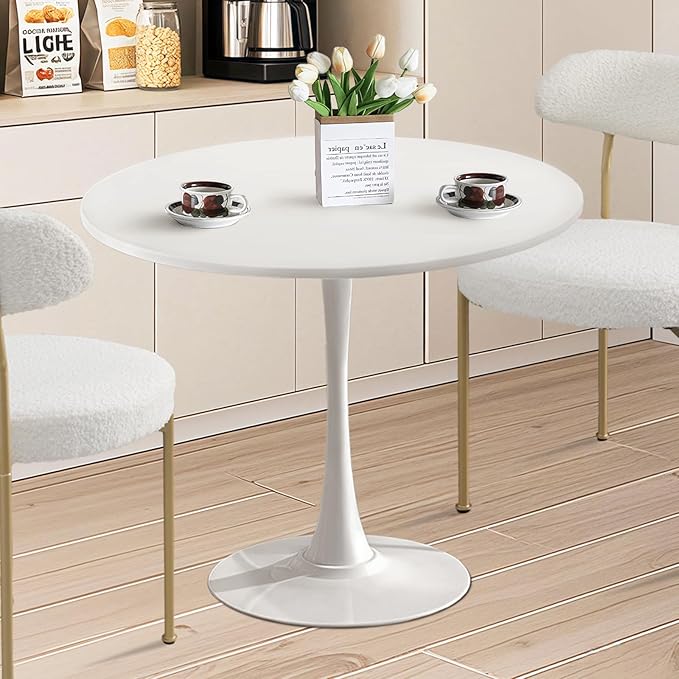 SoarFlash Kitchen Table and Chairs for 2, 24" Dining Table Set for 2 with Velvet Upholstered Chairs, 3 Piece Round Kitchen Table Set, Dining Room Table Set for Small Space, Apartment, Blue/White