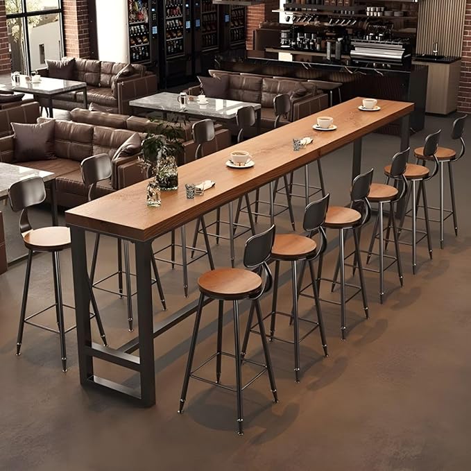 RUNNUP Farmhouse Bar Table Solid Wood Rectangle Bar Height Table for Kitchen Coffee Shop Window Small Space -Table Only(63" L x 15.7" W x 41.3" H)