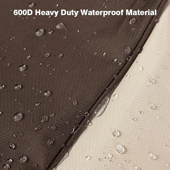 Vailge Waterproof Patio Chaise Lounge Cover, 600D Heavy Duty Outdoor Lounge Chair Covers,UV Resistant Patio Furniture Covers,2 Pack-Small,Beige & Brown