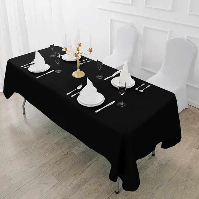 6 Pack Black Tablecloth 60 x 120 Inch Table Cloth for 8 Foot Rectangle Tables, Wrinkle Resistant Washable Polyester Fabric Table Covers for Party, Wedding,Dining,and Banquet