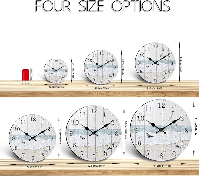Vintage Wooden Wall Clock for Farmhouse Decor 16 Inch Rustic Large Wall-Clocks Silent Non-Ticking Clocks for Kitchen, Living Room Battery Operated