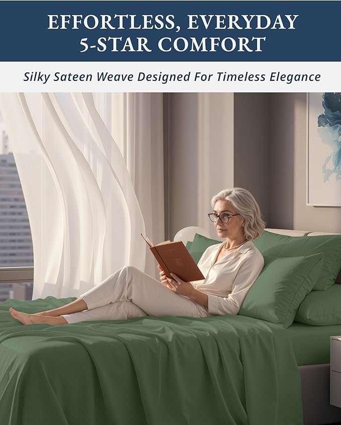 LANE LINEN 100% Egyptian Cotton Twin XL Sheets Set, Soft & Comfy Thick Fully Elasticized Mercerized Cotton Sheets Twin Sheets, No Pill Fade Resistant Elegant Jaquard Swiss Dot - Iceberg Green