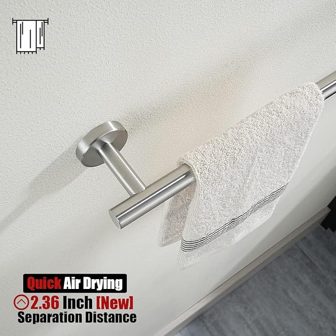 JQK Bath Towel Bar, 27 Inch 304 Stainless Steel Thicken 0.8mm Towel Rack Bathroom, Towel Holder Brushed Finished Wall Mount, Useable Length 24 Inch 2 Pack, TB110L24-BN-P2