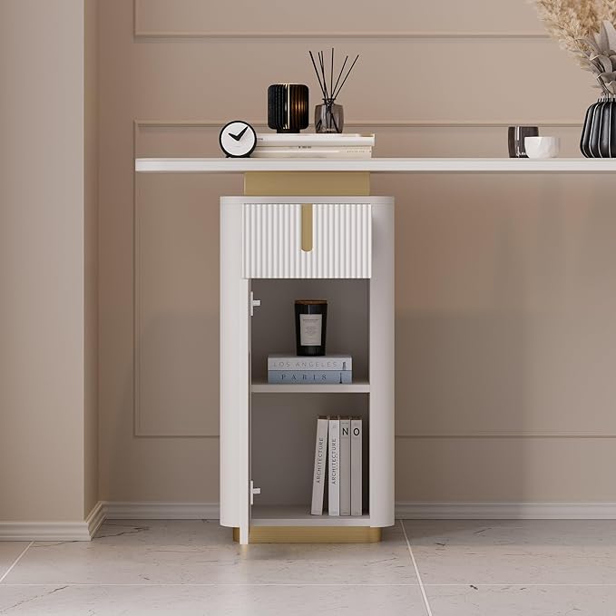 homary Artus 48" Modern Sintered Stone Console Table with Hidden Storage & Shelves, Fluted Entryway Table for Hallway or Living Room