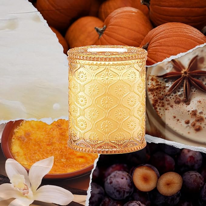 LA JOLIE MUSE Pumpkin Chai Candle – Pumpkin, Spicy Chai & Vanilla Scent | 6 oz Natural Soy Wax | 40 Hours Clean Burn | Housewarming Gift | Seasonal Home Décor