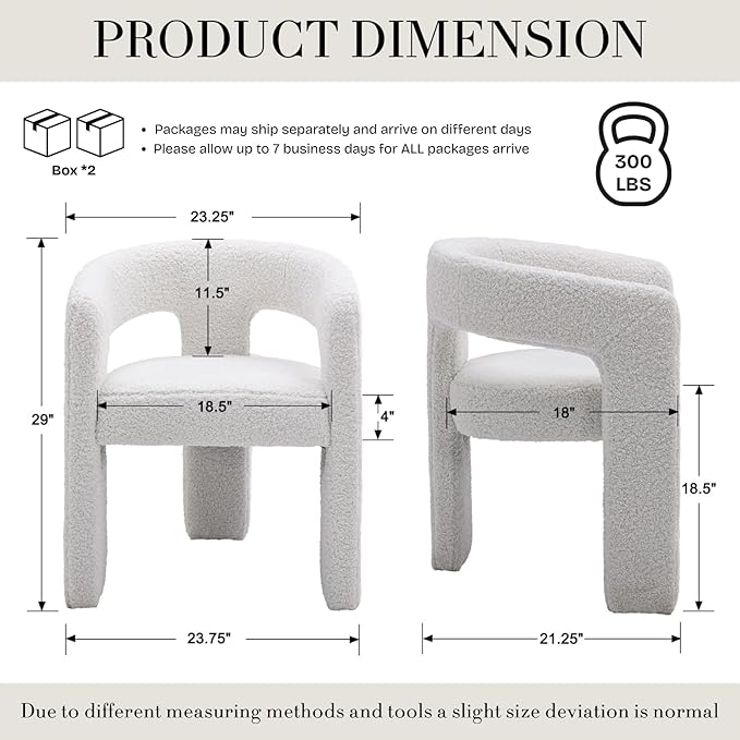 Modern Sherpa Dining Chairs Set of 2, Upholstered Barrel Chairs with Arms Comfy Accent Side Chairs for Living Room/Dining Room/Reception, White