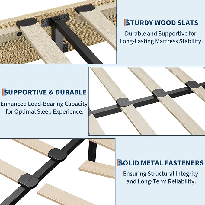 Garvee Wood Platform Bed Frame, Full Size Bed Frame, Wood Slat Support, No Box Spring Needed, Easy Assembly, Noise-Free Design, Underbed Space for Storage