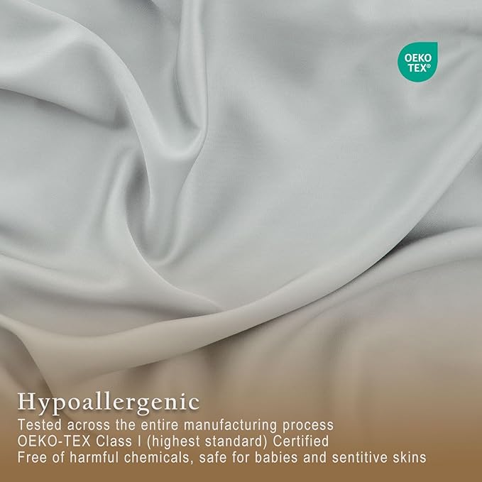 TOSMO Luxury Cooling Sheet Set - 100% Viscose from Bamboo, 4-Piece Bedding Set (Cal King Size) - 18” Extra Deep Pockets, Oeko-Tex Certified, Silky Soft and Breathable, Sliver