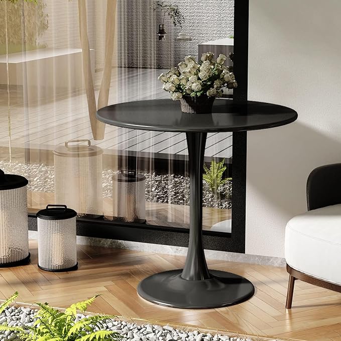 SoarFlash Kitchen Table and Chairs for 2, 24" Dining Table Set for 2 with Leather Upholstered Chairs, 3 Piece Round Kitchen Table Set, Dining Room Table Set for Small Space, Apartment