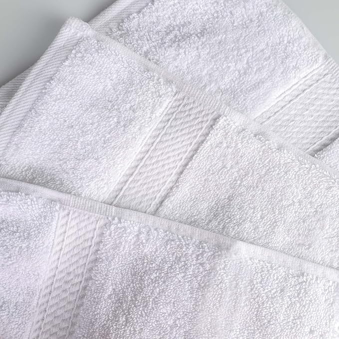 Superior Egyptian Cotton Pile 9 Piece Towel Set, Includes 3 Bath, 3 Hand, 3 Face Towels/Washcloths, Ultra Soft Luxury Towels, Thick Plush Essentials, Guest Bath, Spa, Hotel Bathroom, White