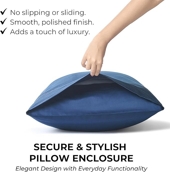 100% Natural Cotton Bed Sheets | 500 TC Single-Ply Sateen Weave King Size Sheets Set | Breathable & Hypoallergenic Solid 4-Piece Bedding with Deep Pocket Fitted, Flat, Pillowcase|Navy Blue
